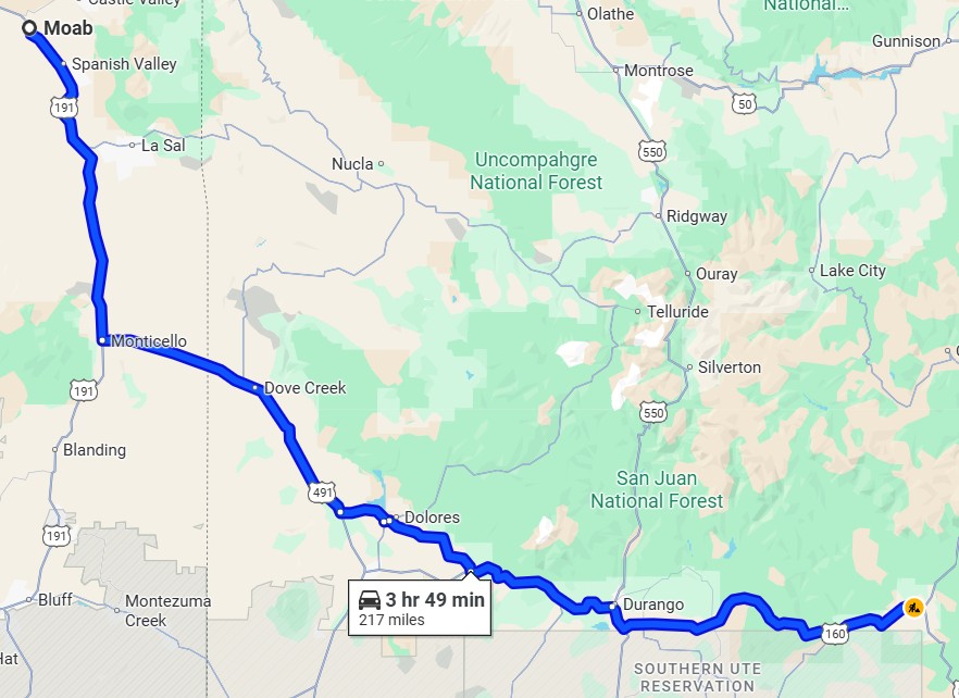 Day 6 Moab to Pagosa Springs