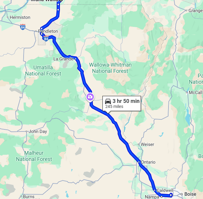 Day 2 Walla Walla to Meridian