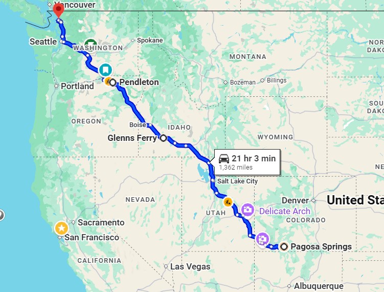 Days 19 to 22 Pagosa Springs to Samish Island